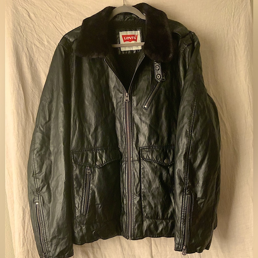 Levi's Mens Faux Leather Trucker Jacket